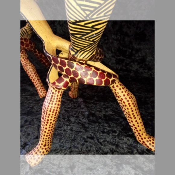 Lot 3 Vintage Carved Wood Bowl Stand Braided Intertwined African Elephant - Picture 10 of 11